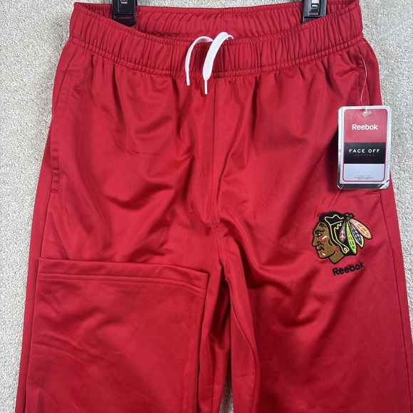 Chicago Blackhawks Reebok Pants Youth Large (14/16) Workout Embroidered *FLAW - Picture 1 of 12